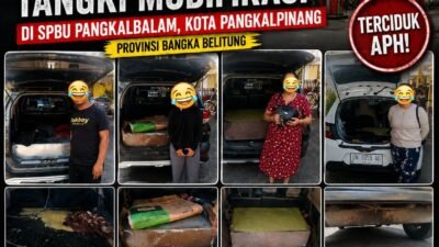 Beredar Foto Diduga Kendaraan Pengerit Pertalite Bertangki Modifikasi yang Terciduk APH di SPBU Pangkalbalam